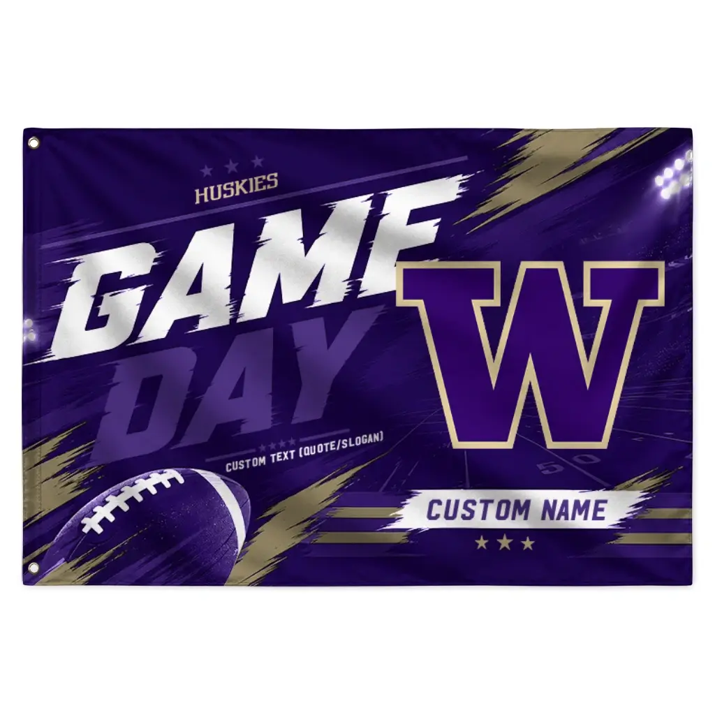 Washington Huskies House Flag Customized Action Streaks Purple Best Selling Washington Huskies House Flag Customized Action Streaks Purple Best Selling