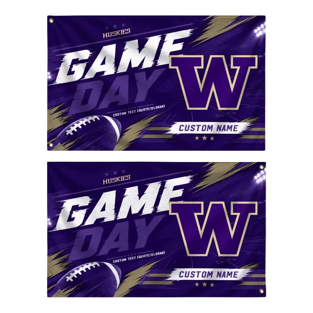 Washington Huskies House Flag Customized Action Streaks Purple Fashion Forward Washington Huskies House Flag Customized Action Streaks Purple Fashion Forward