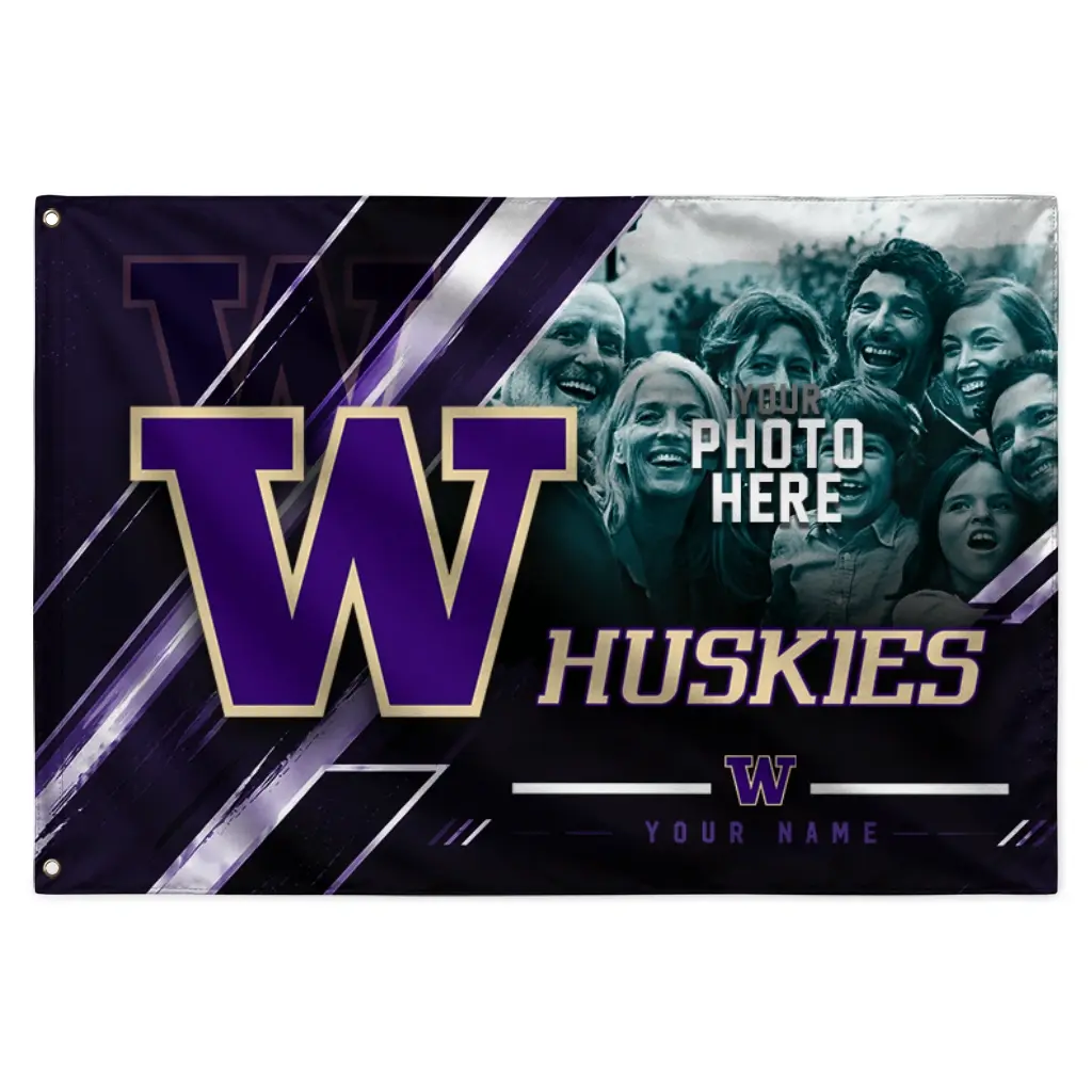 Washington Huskies House Flag Customized Diagonal Stripes Purple Best Selling Washington Huskies House Flag Customized Diagonal Stripes Purple Best Selling