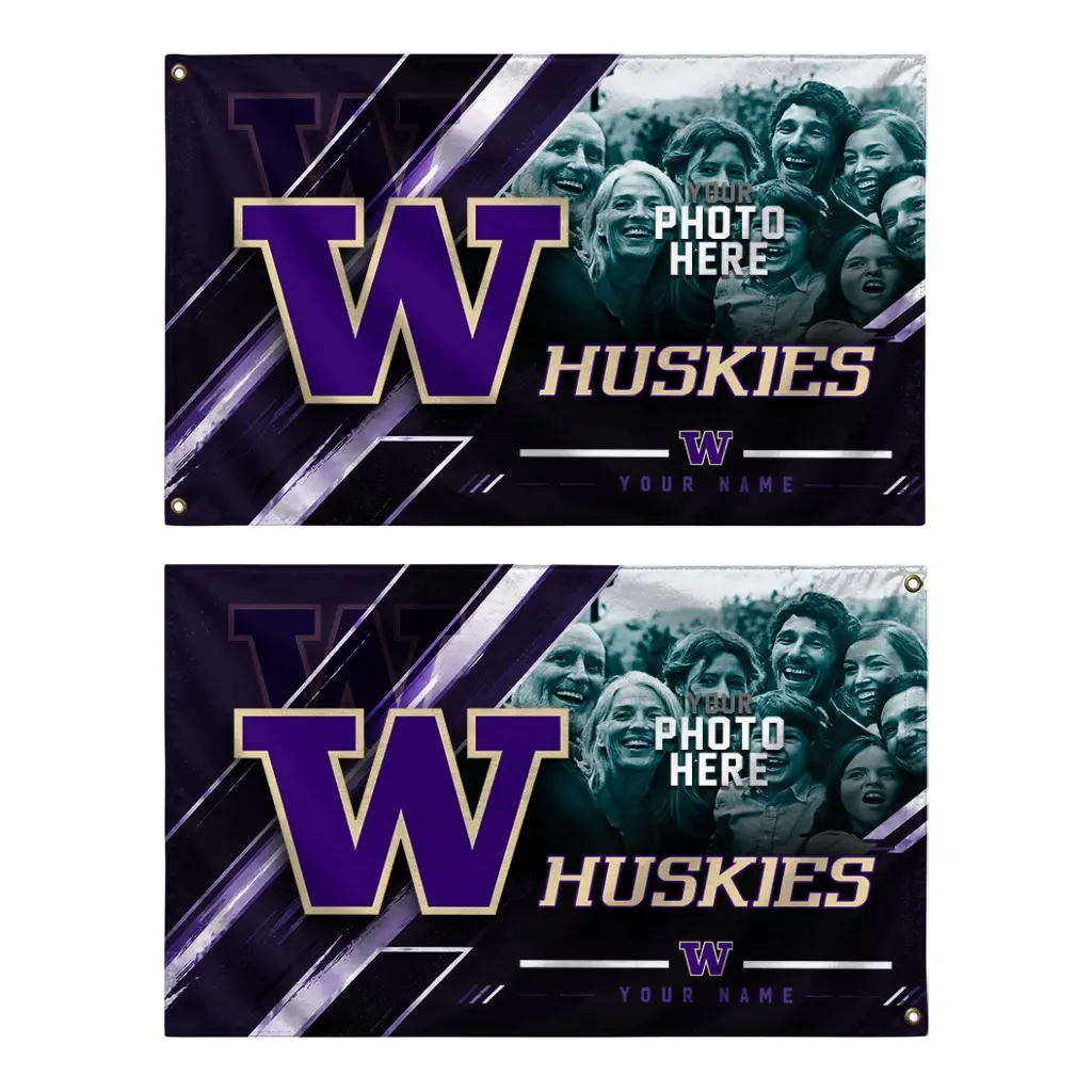 Washington Huskies House Flag Customized Diagonal Stripes Purple Fashion Forward Washington Huskies House Flag Customized Diagonal Stripes Purple Fashion Forward
