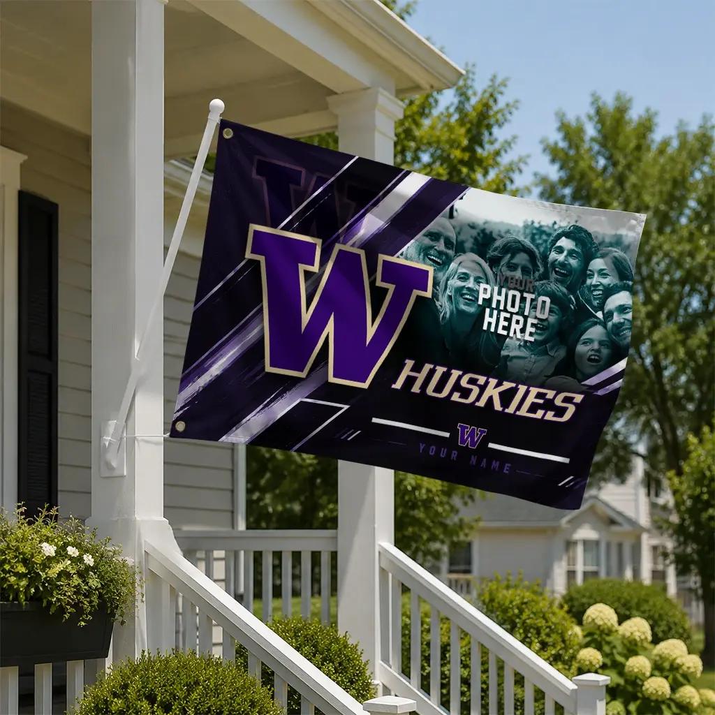 Washington Huskies House Flag Customized Diagonal Stripes Purple New Arrival Washington Huskies House Flag Customized Diagonal Stripes Purple New Arrival