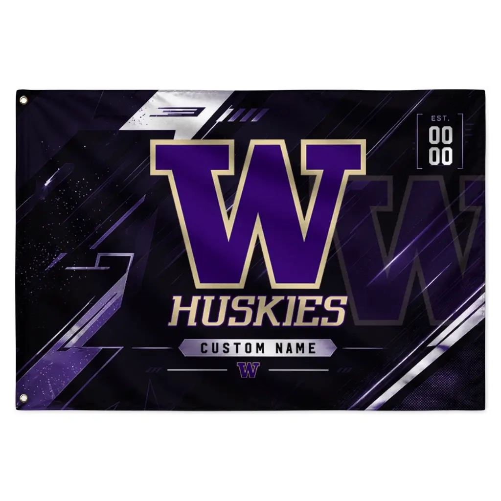Washington Huskies House Flag Personalized Speed Slashes Purple Best Selling Washington Huskies House Flag Personalized Speed Slashes Purple Best Selling