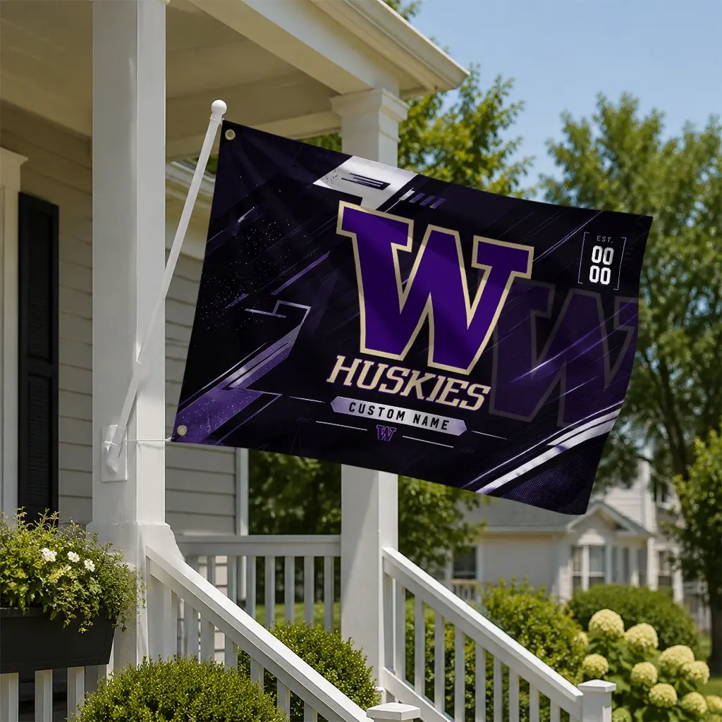 Washington Huskies House Flag Personalized Speed Slashes Purple New Arrival Washington Huskies House Flag Personalized Speed Slashes Purple New Arrival