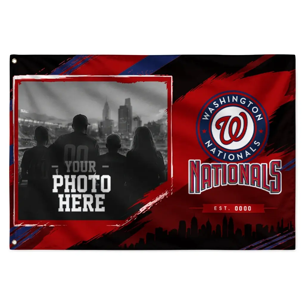 Washington Nationals House Flag Custom Framed Photo Red Black Best Selling Washington Nationals House Flag Custom Framed Photo Red Black Best Selling