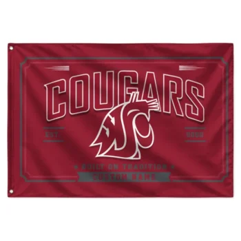 Washington State Cougars House Flag Customized Ornate Border Crimson Best Selling
