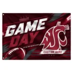 Washington State Cougars House Flag Personalized Action Streaks Crimson Best Selling