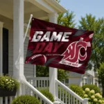 Washington State Cougars House Flag Personalized Action Streaks Crimson Best Selling