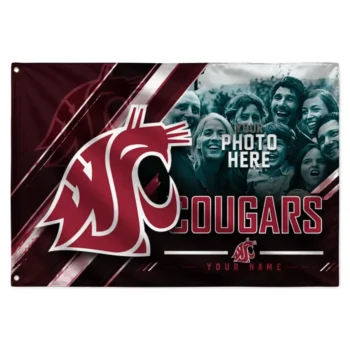 Washington State Cougars House Flag Personalized Diagonal Stripes Crimson Best Selling