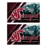 Washington State Cougars House Flag Personalized Diagonal Stripes Crimson Best Selling