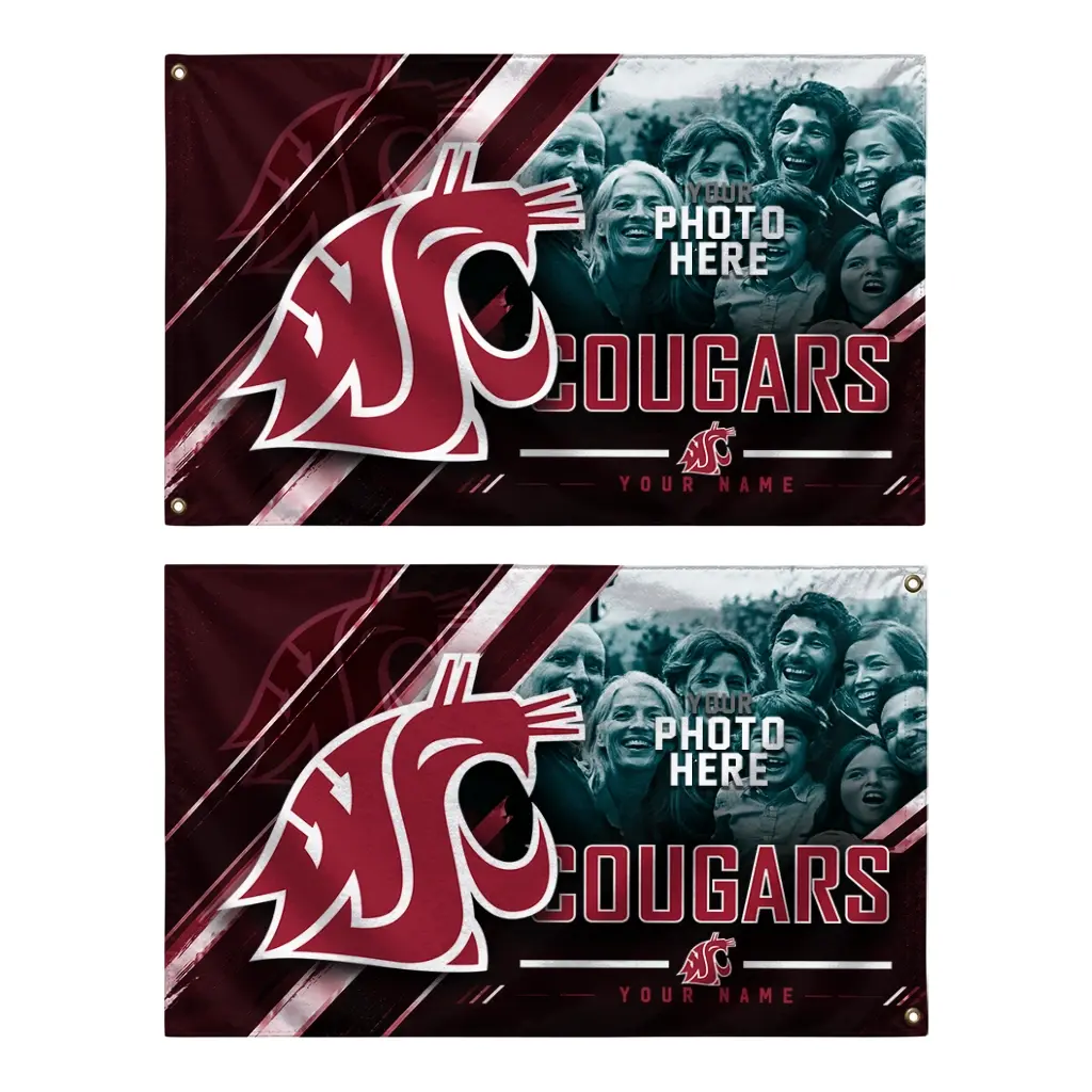 Washington State Cougars House Flag Personalized Diagonal Stripes Crimson Fashion Forward Washington State Cougars House Flag Personalized Diagonal Stripes Crimson Fashion Forward