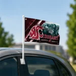 Washington State Cougars House Flag Personalized Diagonal Stripes Crimson Best Selling