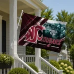 Washington State Cougars House Flag Personalized Diagonal Stripes Crimson Best Selling
