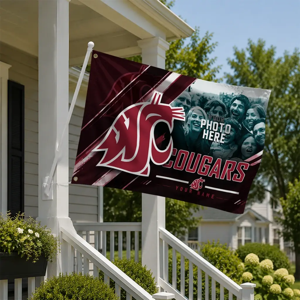 Washington State Cougars House Flag Personalized Diagonal Stripes Crimson New Arrival Washington State Cougars House Flag Personalized Diagonal Stripes Crimson New Arrival