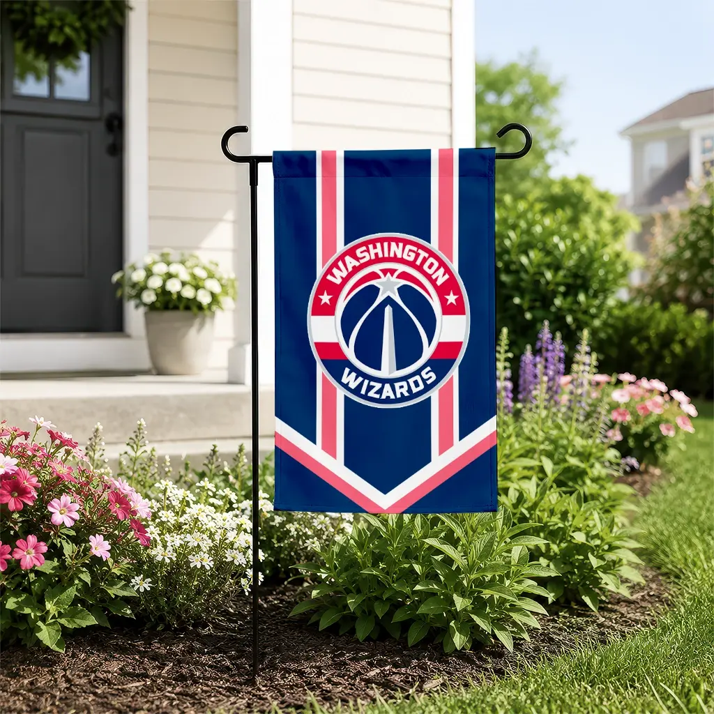 Washington Wizards Garden Flag Custom Chevron Stripes Blue New Arrival Washington Wizards Garden Flag Custom Chevron Stripes Blue New Arrival