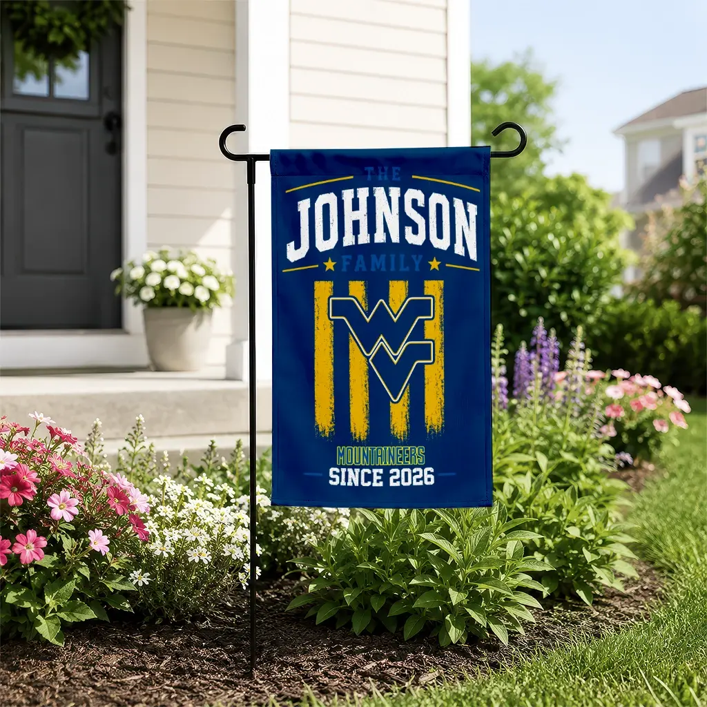 West Virginia Mountaineers Garden Flag Custom Distressed Stripes Blue New Arrival West Virginia Mountaineers Garden Flag Custom Distressed Stripes Blue New Arrival