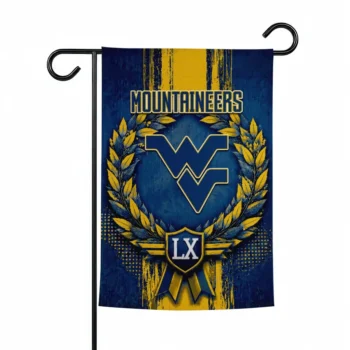 West Virginia Mountaineers Garden Flag Custom Laurel Wreath Blue Best Selling