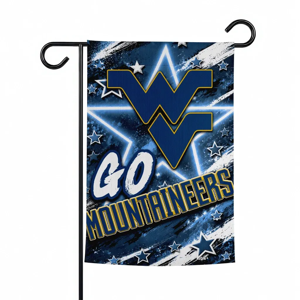 West Virginia Mountaineers Garden Flag Personalized Glowing Star Blue Best Selling West Virginia Mountaineers Garden Flag Personalized Glowing Star Blue Best Selling