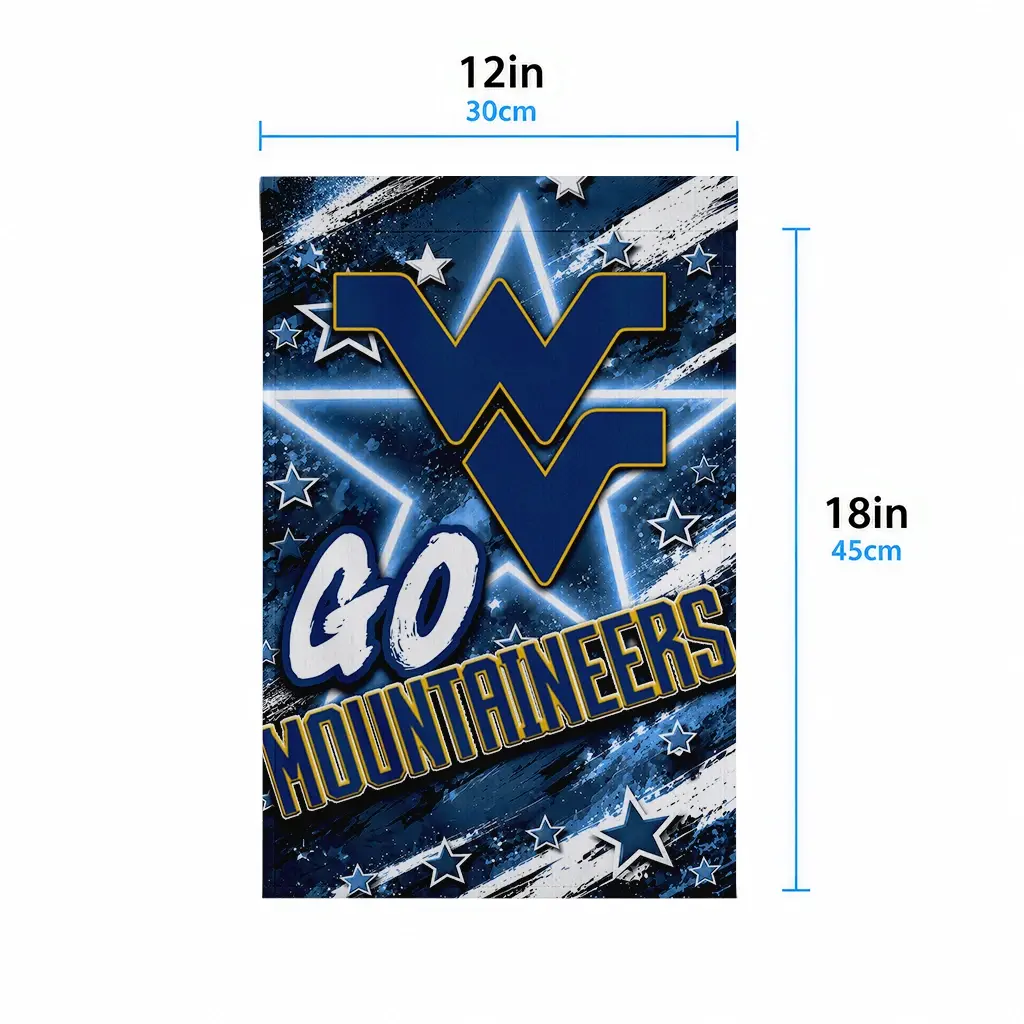 West Virginia Mountaineers Garden Flag Personalized Glowing Star Blue High Quality West Virginia Mountaineers Garden Flag Personalized Glowing Star Blue High Quality