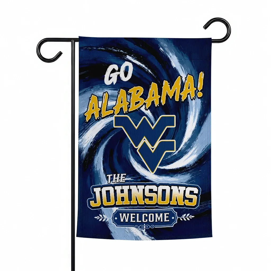 West Virginia Mountaineers Garden Flag Personalized Swirl Vortex Blue Best Selling West Virginia Mountaineers Garden Flag Personalized Swirl Vortex Blue Best Selling