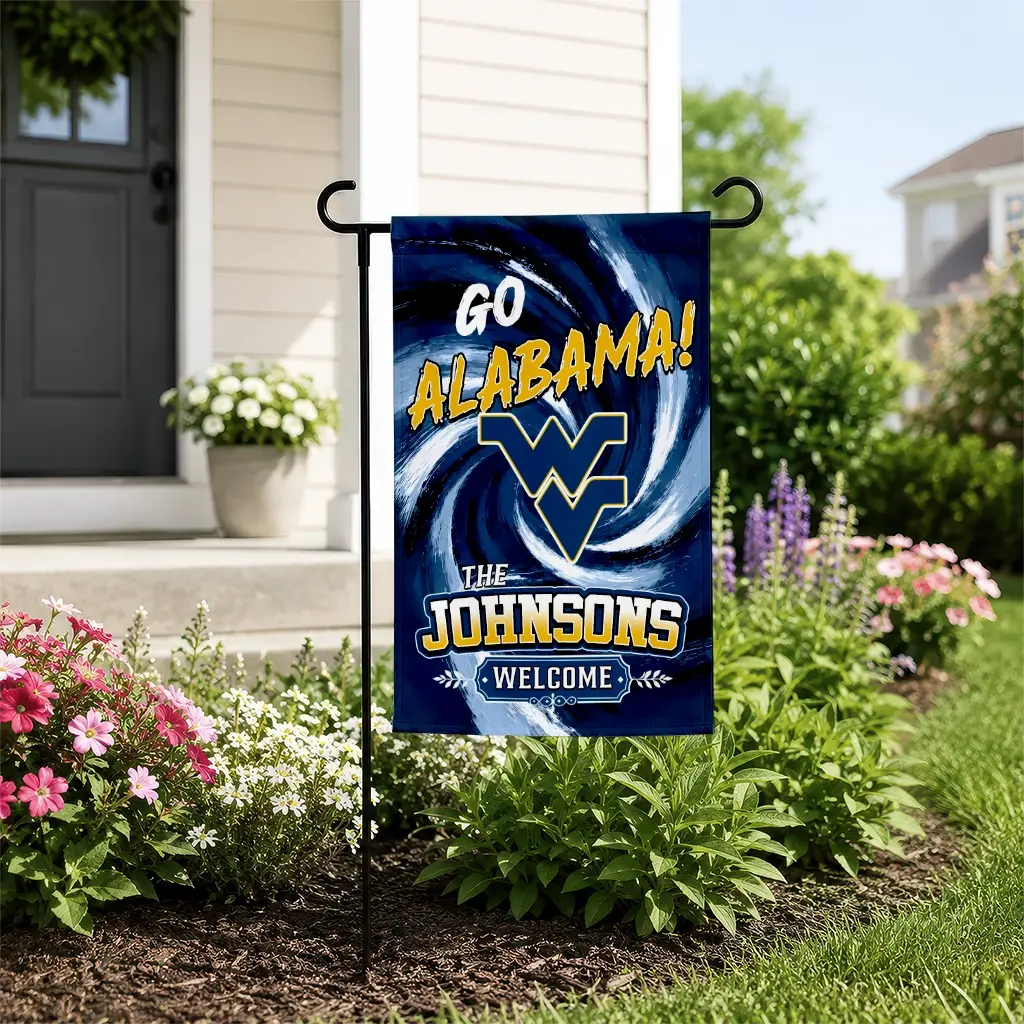 West Virginia Mountaineers Garden Flag Personalized Swirl Vortex Blue New Arrival West Virginia Mountaineers Garden Flag Personalized Swirl Vortex Blue New Arrival