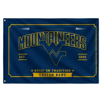 West Virginia Mountaineers House Flag Customized Ornate Border Blue Best Selling