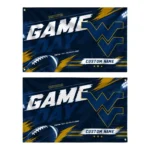 West Virginia Mountaineers House Flag Personalized Action Streaks Blue Best Selling
