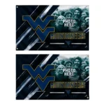 West Virginia Mountaineers House Flag Personalized Diagonal Stripes Blue Best Selling