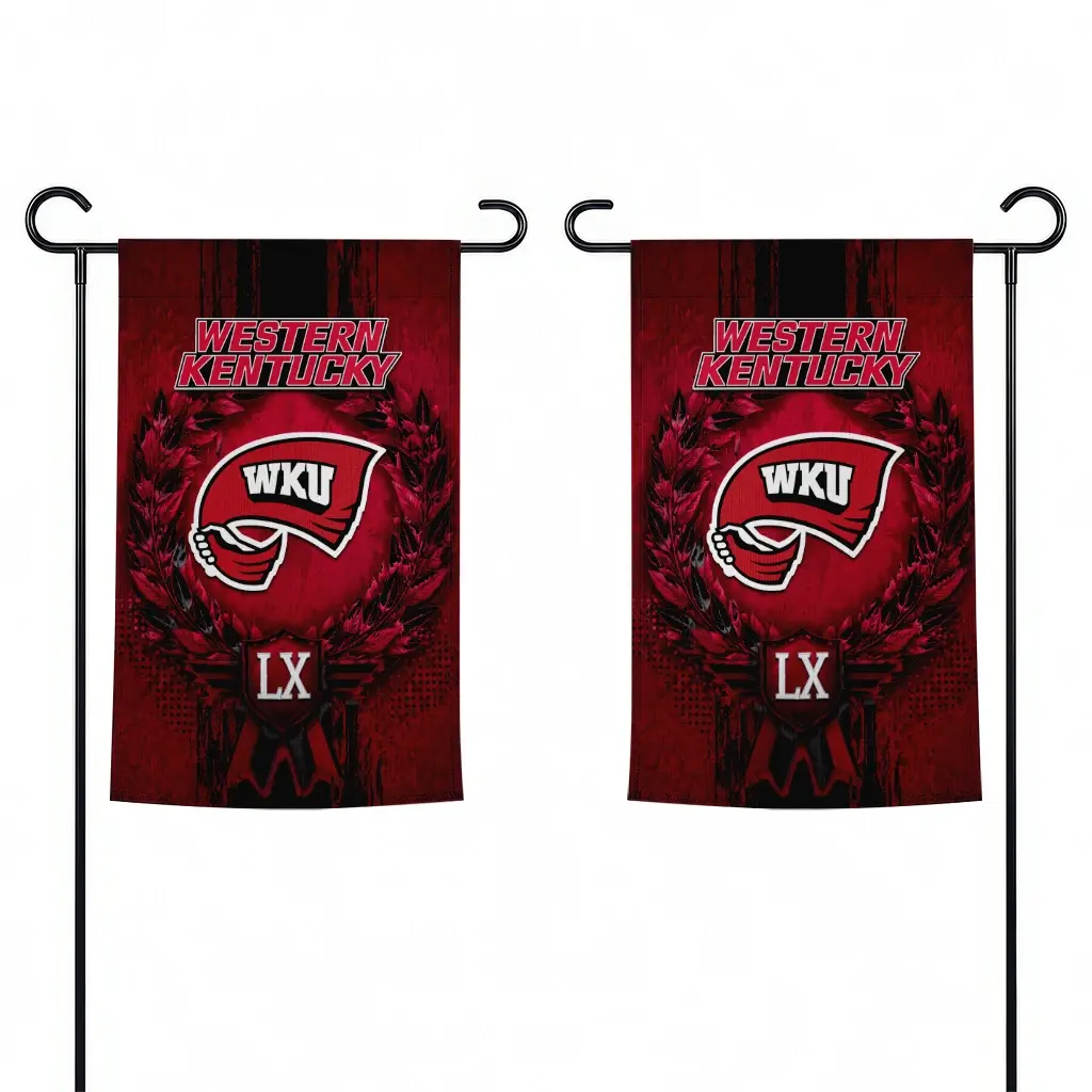 Western Kentucky Hilltoppers Garden Flag Personalized Laurel Wreath Red Fashion Forward Western Kentucky Hilltoppers Garden Flag Personalized Laurel Wreath Red Fashion Forward