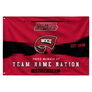 Western Kentucky Hilltoppers House Flag Custom Brushed Streaks Red Best Selling