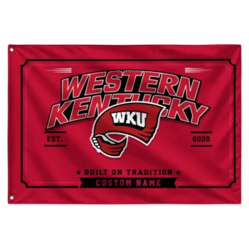 Western Kentucky Hilltoppers House Flag Custom Ornate Border Red Best Selling