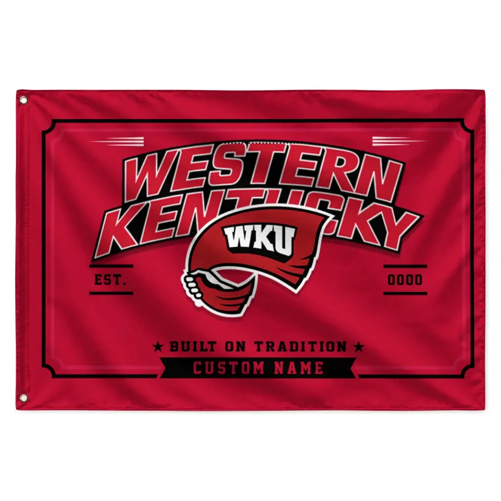Western Kentucky Hilltoppers House Flag Custom Ornate Border Red Best Selling Western Kentucky Hilltoppers House Flag Custom Ornate Border Red Best Selling