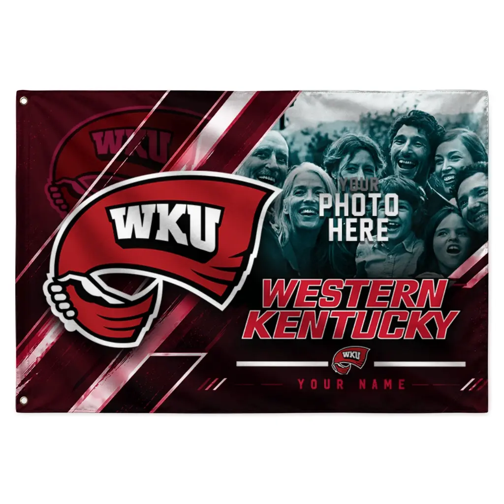Western Kentucky Hilltoppers House Flag Customized Diagonal Stripes Red Best Selling Western Kentucky Hilltoppers House Flag Customized Diagonal Stripes Red Best Selling