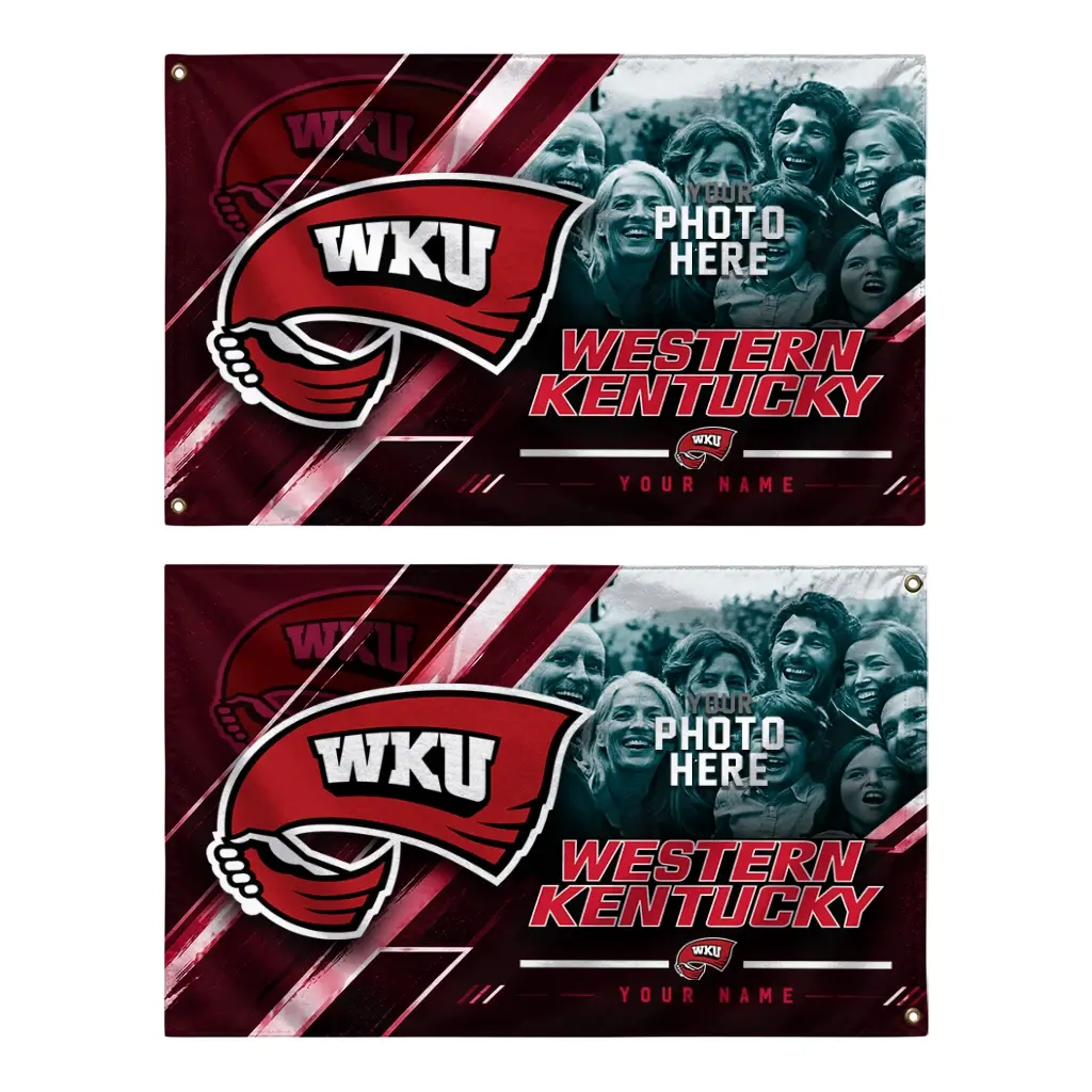 Western Kentucky Hilltoppers House Flag Customized Diagonal Stripes Red Fashion Forward Western Kentucky Hilltoppers House Flag Customized Diagonal Stripes Red Fashion Forward