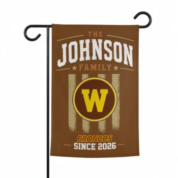 Western Michigan Broncos Garden Flag Custom Distressed Stripes Brown Best Selling