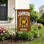 Western Michigan Broncos Garden Flag Custom Distressed Stripes Brown Best Selling