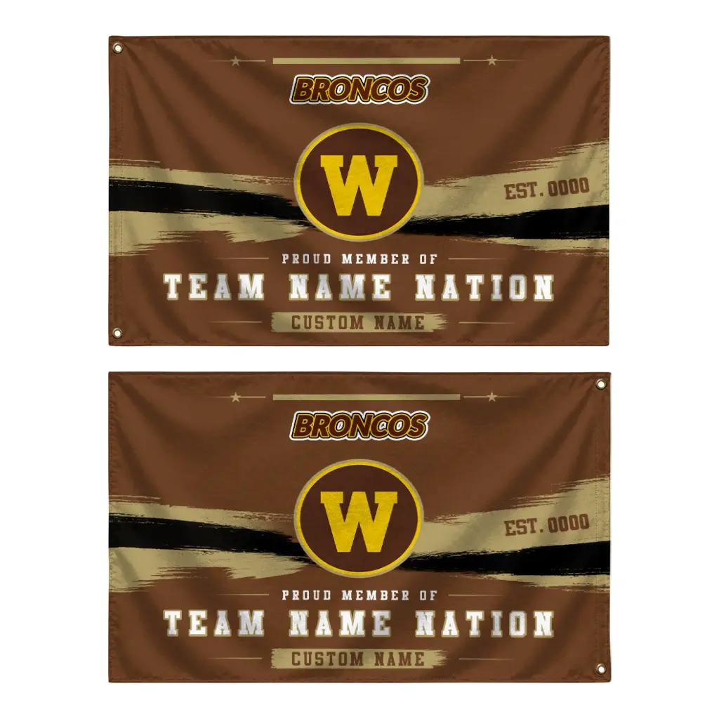 Western Michigan Broncos House Flag Customized Brushed Streaks Brown Fashion Forward Western Michigan Broncos House Flag Customized Brushed Streaks Brown Fashion Forward