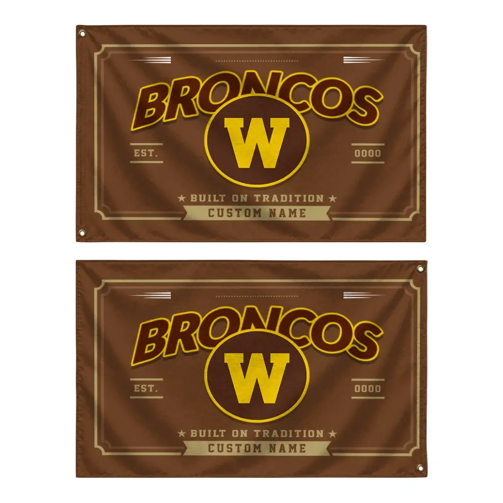 Western Michigan Broncos House Flag Customized Ornate Border Brown Fashion Forward Western Michigan Broncos House Flag Customized Ornate Border Brown Fashion Forward