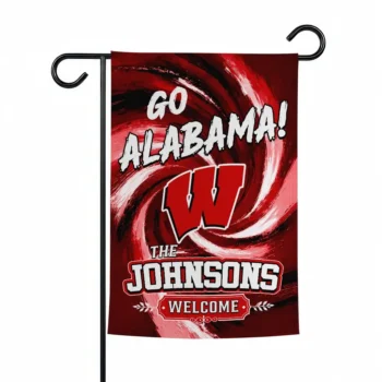 Wisconsin Badgers Garden Flag Custom Swirl Vortex Red Best Selling