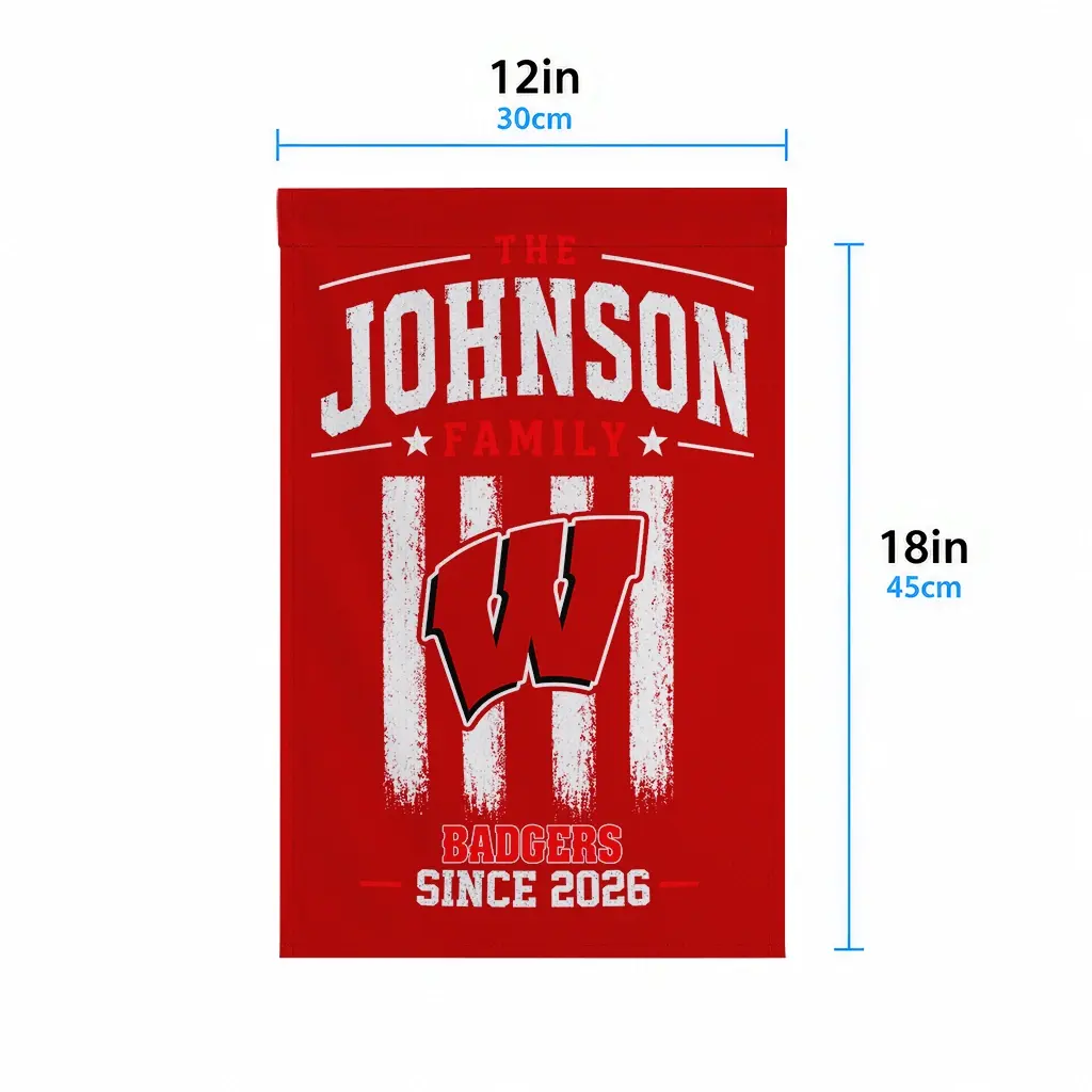 Wisconsin Badgers Garden Flag Customized Distressed Stripes Red High Quality Wisconsin Badgers Garden Flag Customized Distressed Stripes Red High Quality