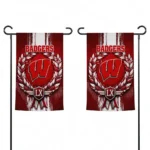 Wisconsin Badgers Garden Flag Customized Laurel Wreath Red Best Selling