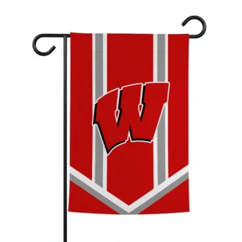 Wisconsin Badgers Garden Flag Personalized Chevron Stripes Red Best Selling
