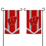 Wisconsin Badgers Garden Flag Personalized Chevron Stripes Red Best Selling