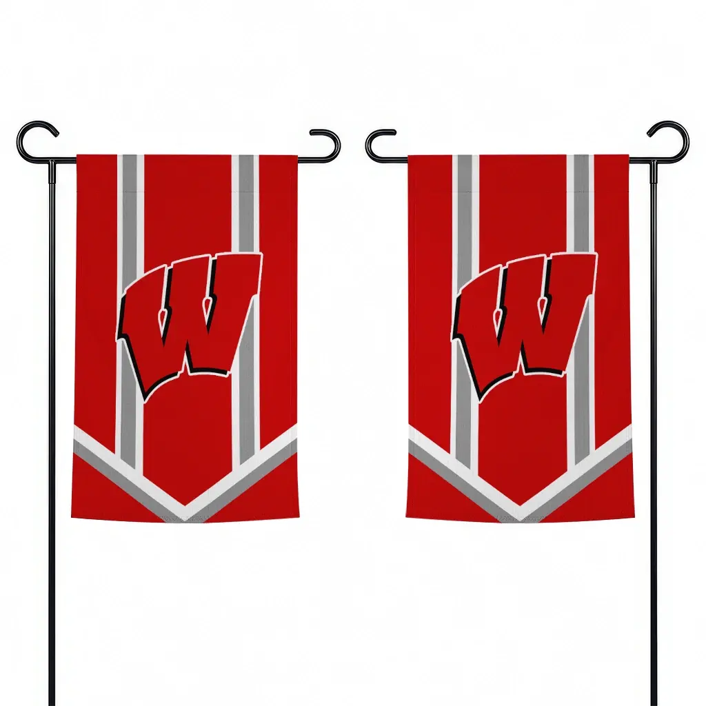 Wisconsin Badgers Garden Flag Personalized Chevron Stripes Red Fashion Forward Wisconsin Badgers Garden Flag Personalized Chevron Stripes Red Fashion Forward