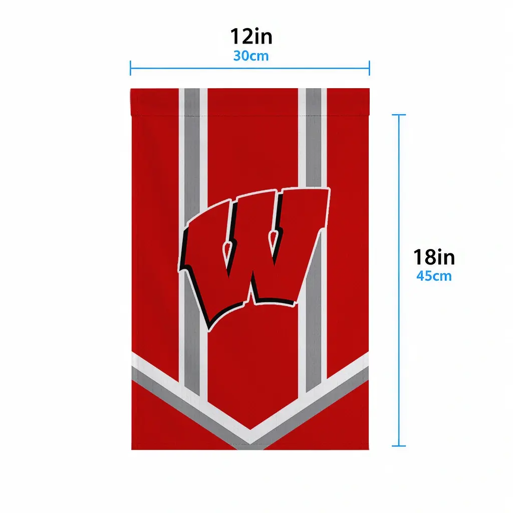 Wisconsin Badgers Garden Flag Personalized Chevron Stripes Red High Quality Wisconsin Badgers Garden Flag Personalized Chevron Stripes Red High Quality