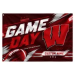 Wisconsin Badgers House Flag Custom Action Streaks Red Best Selling