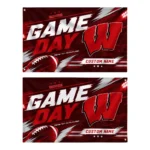 Wisconsin Badgers House Flag Custom Action Streaks Red Best Selling