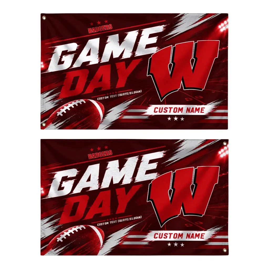 Wisconsin Badgers House Flag Custom Action Streaks Red Fashion Forward Wisconsin Badgers House Flag Custom Action Streaks Red Fashion Forward