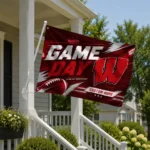 Wisconsin Badgers House Flag Custom Action Streaks Red Best Selling