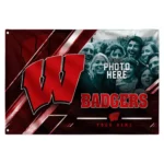 Wisconsin Badgers House Flag Custom Diagonal Stripes Red Best Selling