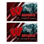 Wisconsin Badgers House Flag Custom Diagonal Stripes Red Best Selling